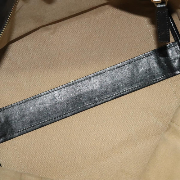 Chloe Alison Tote Bag Leather Beige Black Auth gh200