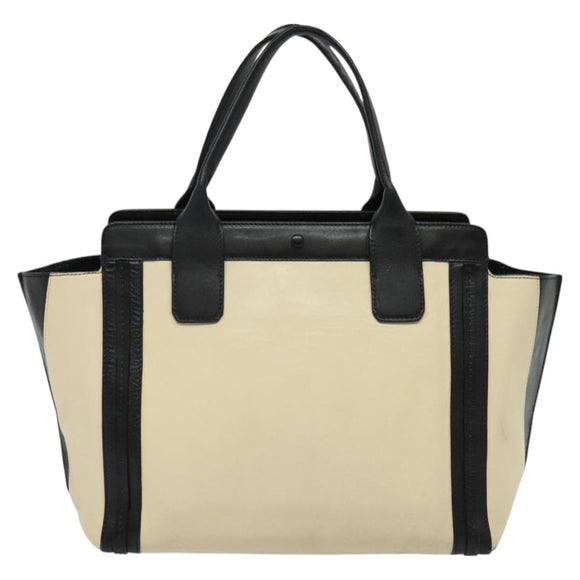 Chloe Alison Tote Bag Leather Beige Black Auth gh200