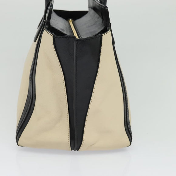 Chloe Alison Tote Bag Leather Beige Black Auth gh200