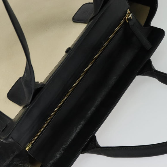 Chloe Alison Tote Bag Leather Beige Black Auth gh200