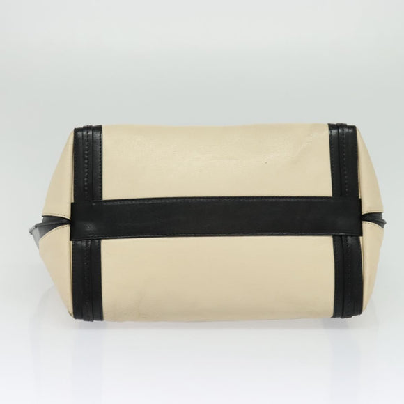 Chloe Alison Tote Bag Leather Beige Black Auth gh200