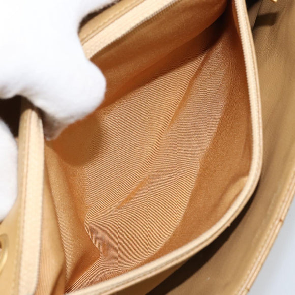 CHANEL Wild Stitch Choco Bar Chain Bag Lamb Skin Beige Gold CC Auth gh2006