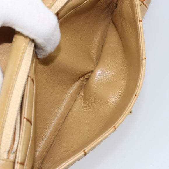 CHANEL Wild Stitch Choco Bar Chain Bag Lamb Skin Beige Gold CC Auth gh2006