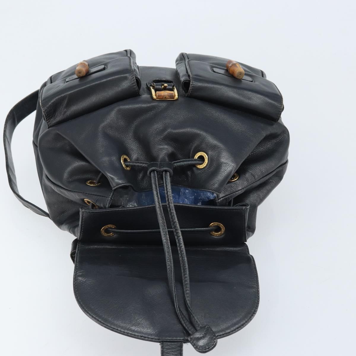 GUCCI Bamboo Backpack Leather Black Gold 003 2058 0016 Auth  display picture 3
