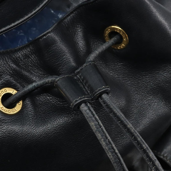 GUCCI Bamboo Backpack Leather Black Gold 003 2058 0016 Auth gh2009