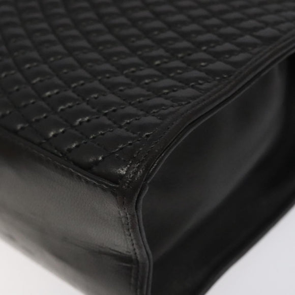 BALLY Hand Bag Leather Black Gold Auth gh201