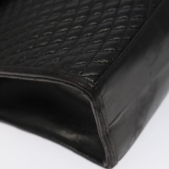 BALLY Hand Bag Leather Black Gold Auth gh201