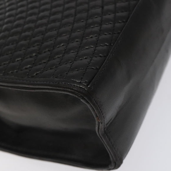 BALLY Hand Bag Leather Black Gold Auth gh201