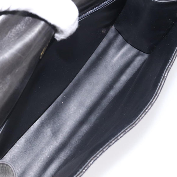 BALLY Hand Bag Leather Black Gold Auth gh201