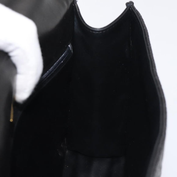 BALLY Hand Bag Leather Black Gold Auth gh201