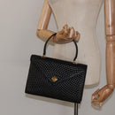 BALLY Hand Bag Leather Black Gold Auth gh201-21