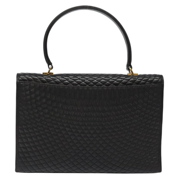 BALLY Hand Bag Leather Black Gold Auth gh201