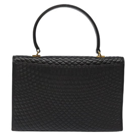 BALLY Hand Bag Leather Black Gold Auth gh201 - 0