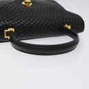 BALLY Hand Bag Leather Black Gold Auth gh201-7