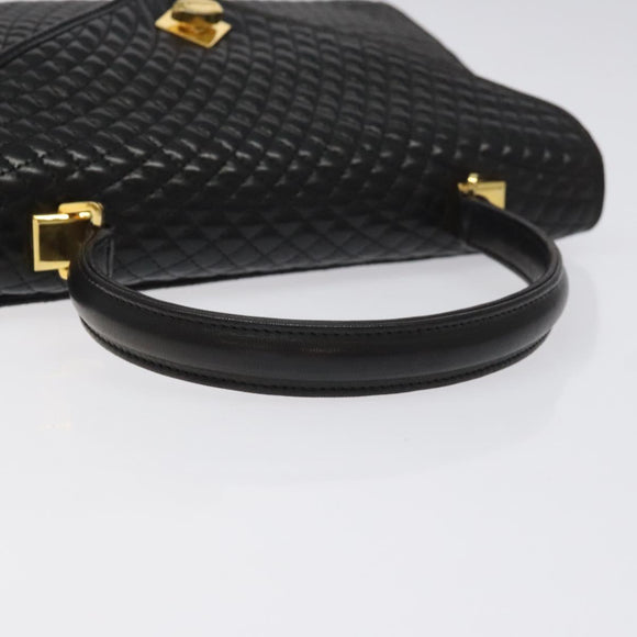BALLY Hand Bag Leather Black Gold Auth gh201