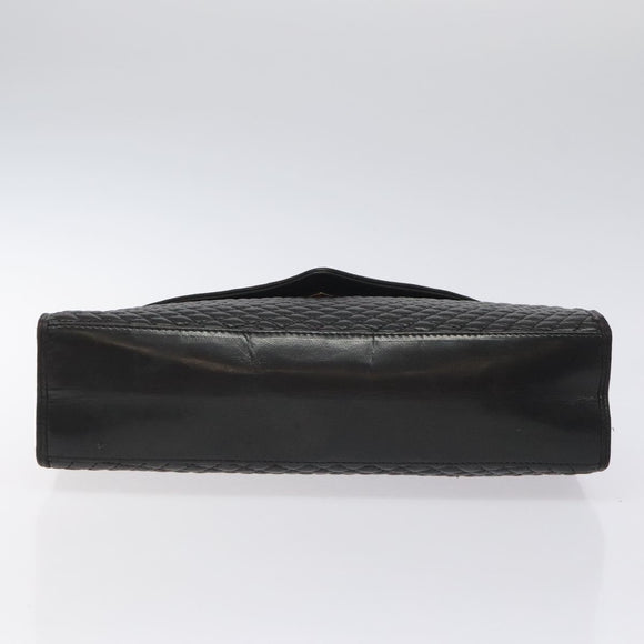 BALLY Hand Bag Leather Black Gold Auth gh201