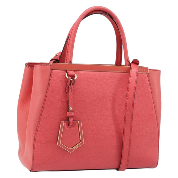 FENDI 2JOURS Hand Bag Leather 2way Pink Gold Auth gh2010