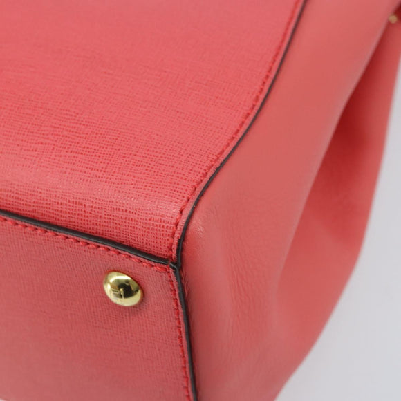 FENDI 2JOURS Hand Bag Leather 2way Pink Gold Auth gh2010