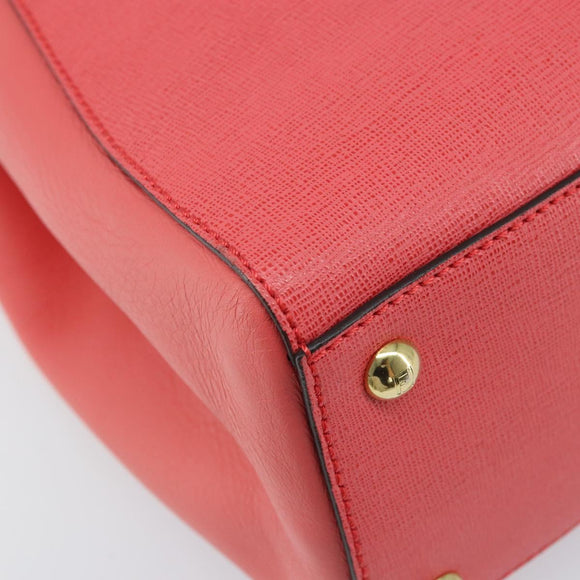 FENDI 2JOURS Hand Bag Leather 2way Pink Gold Auth gh2010