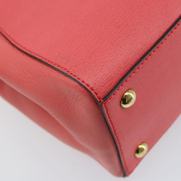 FENDI 2JOURS Hand Bag Leather 2way Pink Gold Auth gh2010
