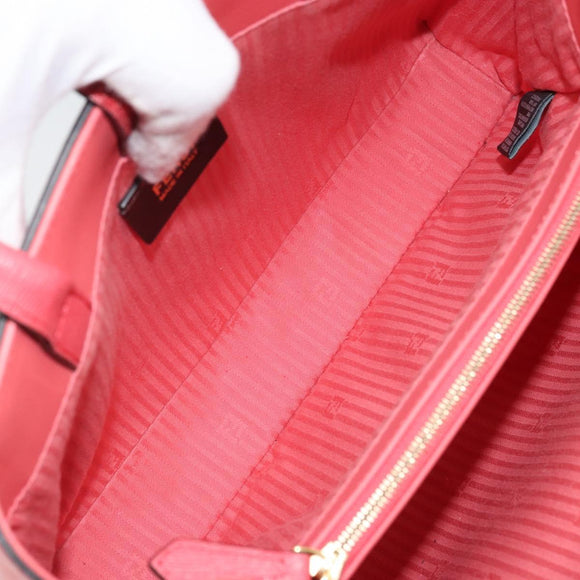 FENDI 2JOURS Hand Bag Leather 2way Pink Gold Auth gh2010