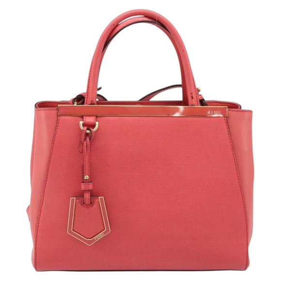 FENDI 2JOURS Hand Bag Leather 2way Pink Gold Auth gh2010