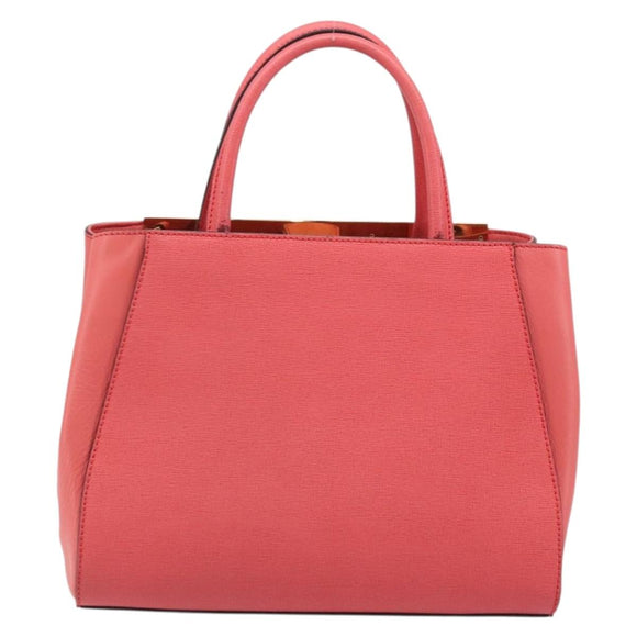 FENDI 2JOURS Hand Bag Leather 2way Pink Gold Auth gh2010