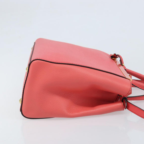 FENDI 2JOURS Hand Bag Leather 2way Pink Gold Auth gh2010