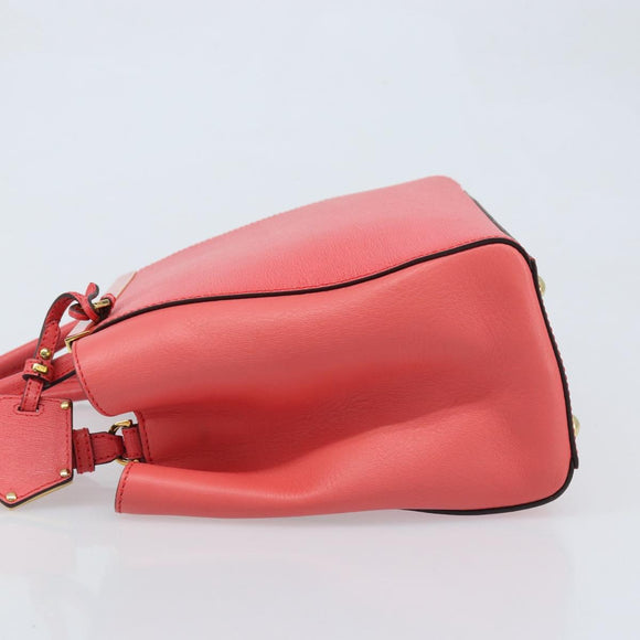 FENDI 2JOURS Hand Bag Leather 2way Pink Gold Auth gh2010