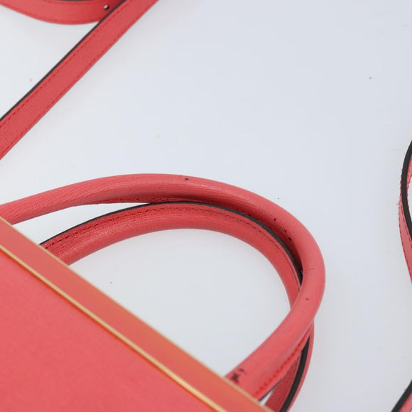 FENDI 2JOURS Hand Bag Leather 2way Pink Gold Auth gh2010