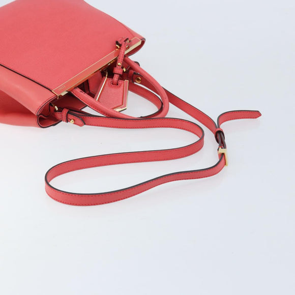FENDI 2JOURS Hand Bag Leather 2way Pink Gold Auth gh2010