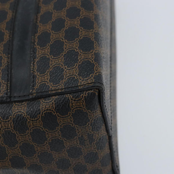 CELINE Macadam Canvas Hand Bag PVC Leather Black Gold Auth gh2022