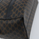 CELINE Macadam Canvas Hand Bag PVC Leather Black Gold Auth gh2022-13
