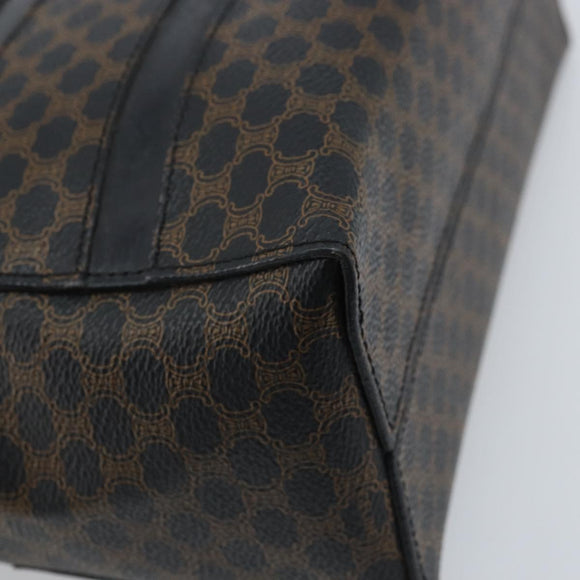 CELINE Macadam Canvas Hand Bag PVC Leather Black Gold Auth gh2022