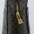 CELINE Macadam Canvas Hand Bag PVC Leather Black Gold Auth gh2022-14