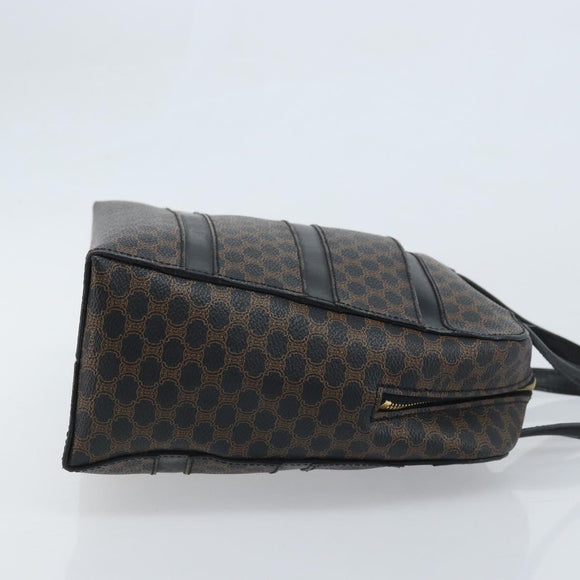 CELINE Macadam Canvas Hand Bag PVC Leather Black Gold Auth gh2022