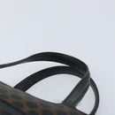 CELINE Macadam Canvas Hand Bag PVC Leather Black Gold Auth gh2022-8