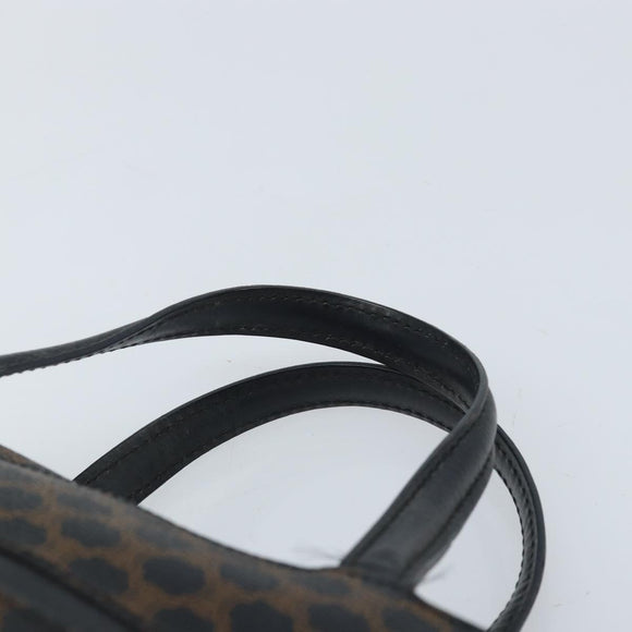CELINE Macadam Canvas Hand Bag PVC Leather Black Gold Auth gh2022
