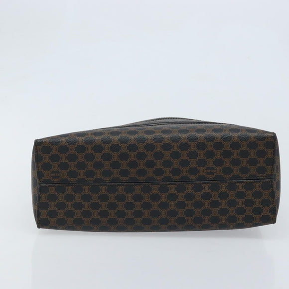 CELINE Macadam Canvas Hand Bag PVC Leather Black Gold Auth gh2022