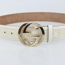 GUCCI Interlocking GG Supreme Belt PVC 39.4"" White 142930 Auth gh2023-5