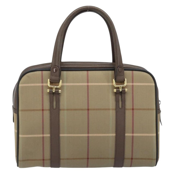 Burberrys Nova Check Hand Bag Canvas Brown Gold Auth gh2024