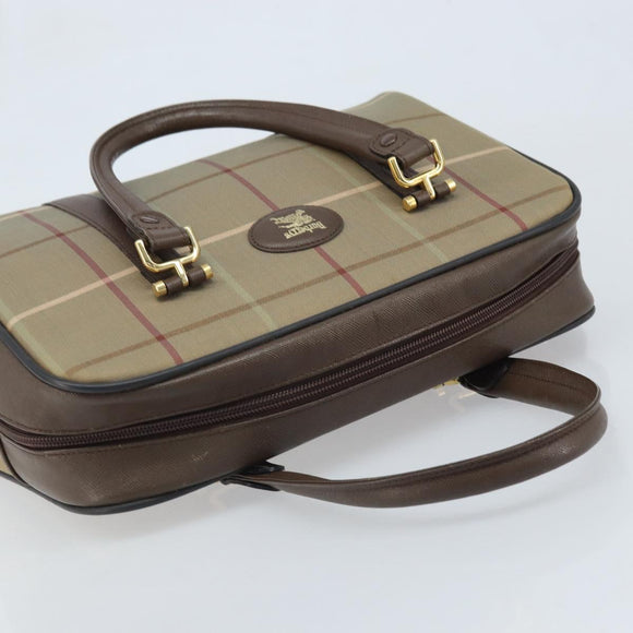 Burberrys Nova Check Hand Bag Canvas Brown Gold Auth gh2024