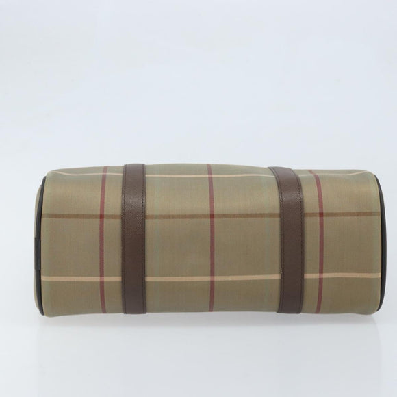Burberrys Nova Check Hand Bag Canvas Brown Gold Auth gh2024