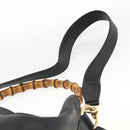 GUCCI Bamboo Shoulder Bag Leather 2way Black Gold 001 1577 Auth gh2025-14