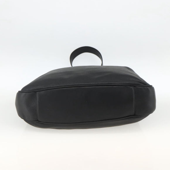 GUCCI Bamboo Shoulder Bag Leather 2way Black Gold 001 1577 Auth gh2025