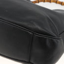 GUCCI Bamboo Shoulder Bag Leather 2way Black Gold 001 1577 Auth gh2025-17