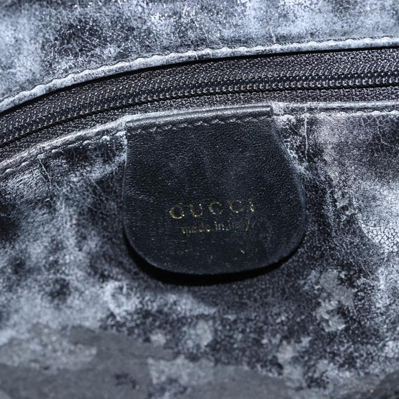 GUCCI Bamboo Shoulder Bag Leather 2way Black Gold 001 1577 Auth gh2025
