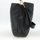 GUCCI Bamboo Shoulder Bag Leather 2way Black Gold 001 1577 Auth gh2025-3