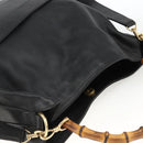 GUCCI Bamboo Shoulder Bag Leather 2way Black Gold 001 1577 Auth gh2025-6