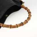 GUCCI Bamboo Shoulder Bag Leather 2way Black Gold 001 1577 Auth gh2025-7
